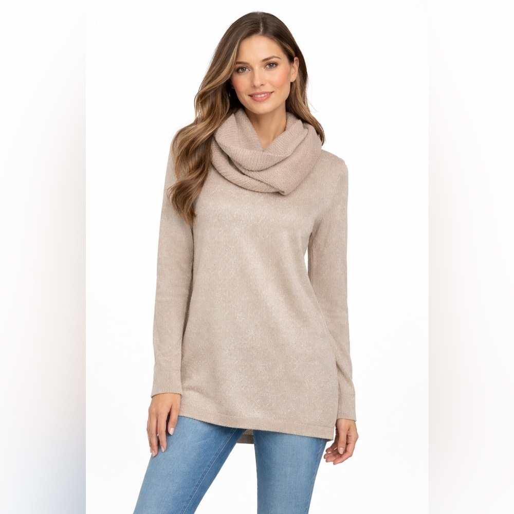 Apt 9 Metallic Knit Sweater with Removable Scarf Size Small NWT